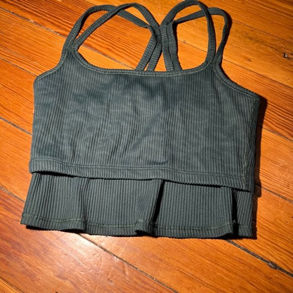 Carbon38 Ribbed Leopard Crop Bra - Color: Green | Size: S - Picture 12 of 15